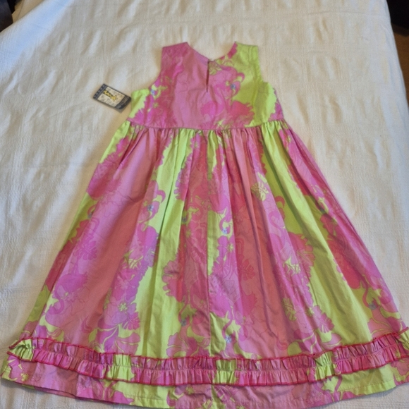 Corky's Kids girls size 7 lime & pink flamingo & flower dress, NWT - Picture 5 of 8
